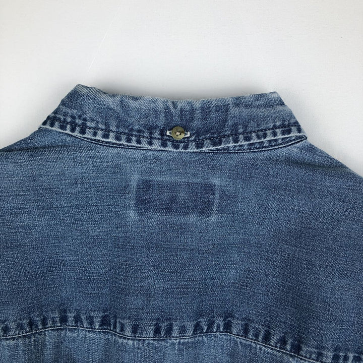 90s-00'S Eddie Bauer Long-Sleeve Button-Down Denim Shirt, Men's Size L (Equivalent), Vintage cotton blue type Vintage Second Hand