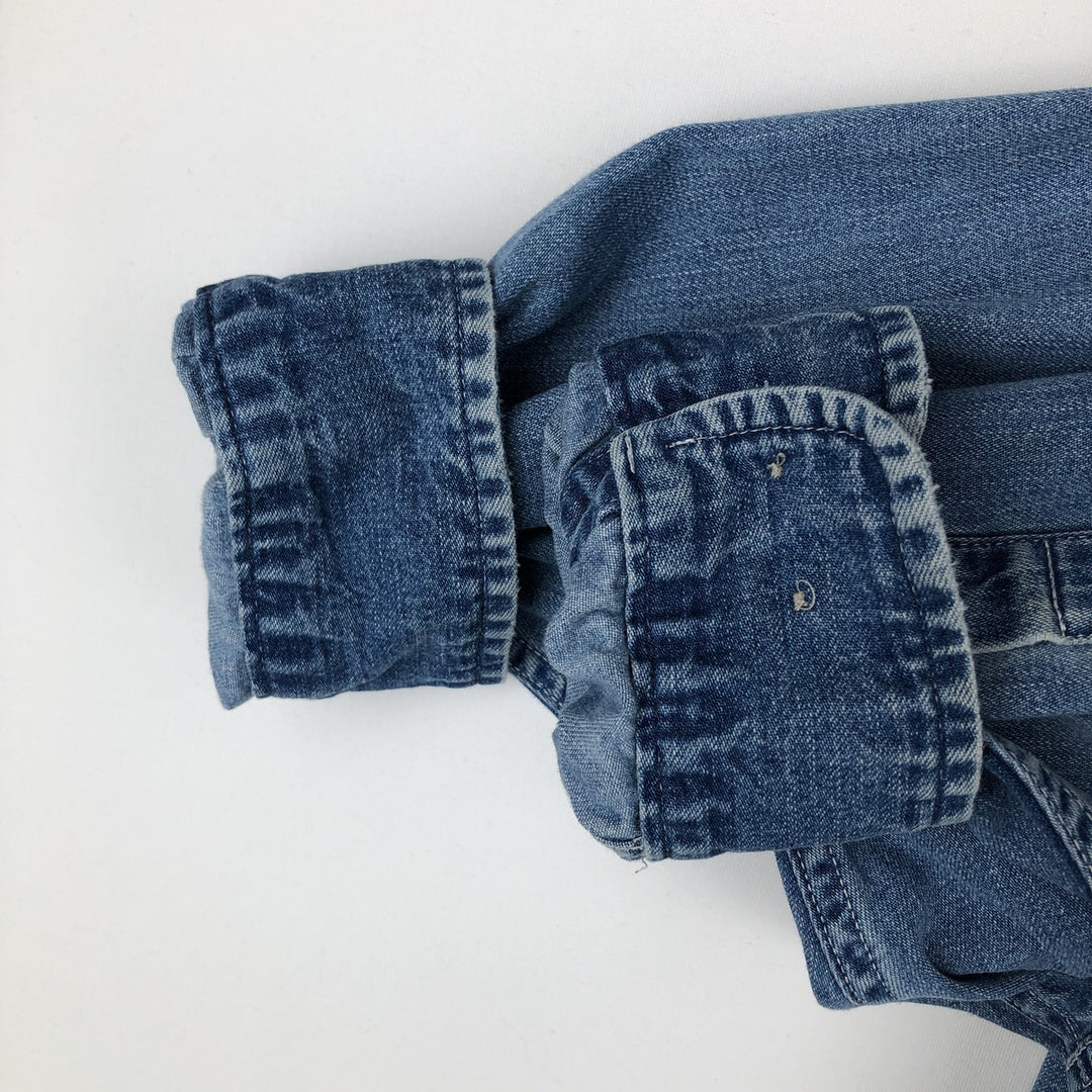 90s-00'S Eddie Bauer Long-Sleeve Button-Down Denim Shirt, Men's Size L (Equivalent), Vintage cotton blue type Vintage Second Hand