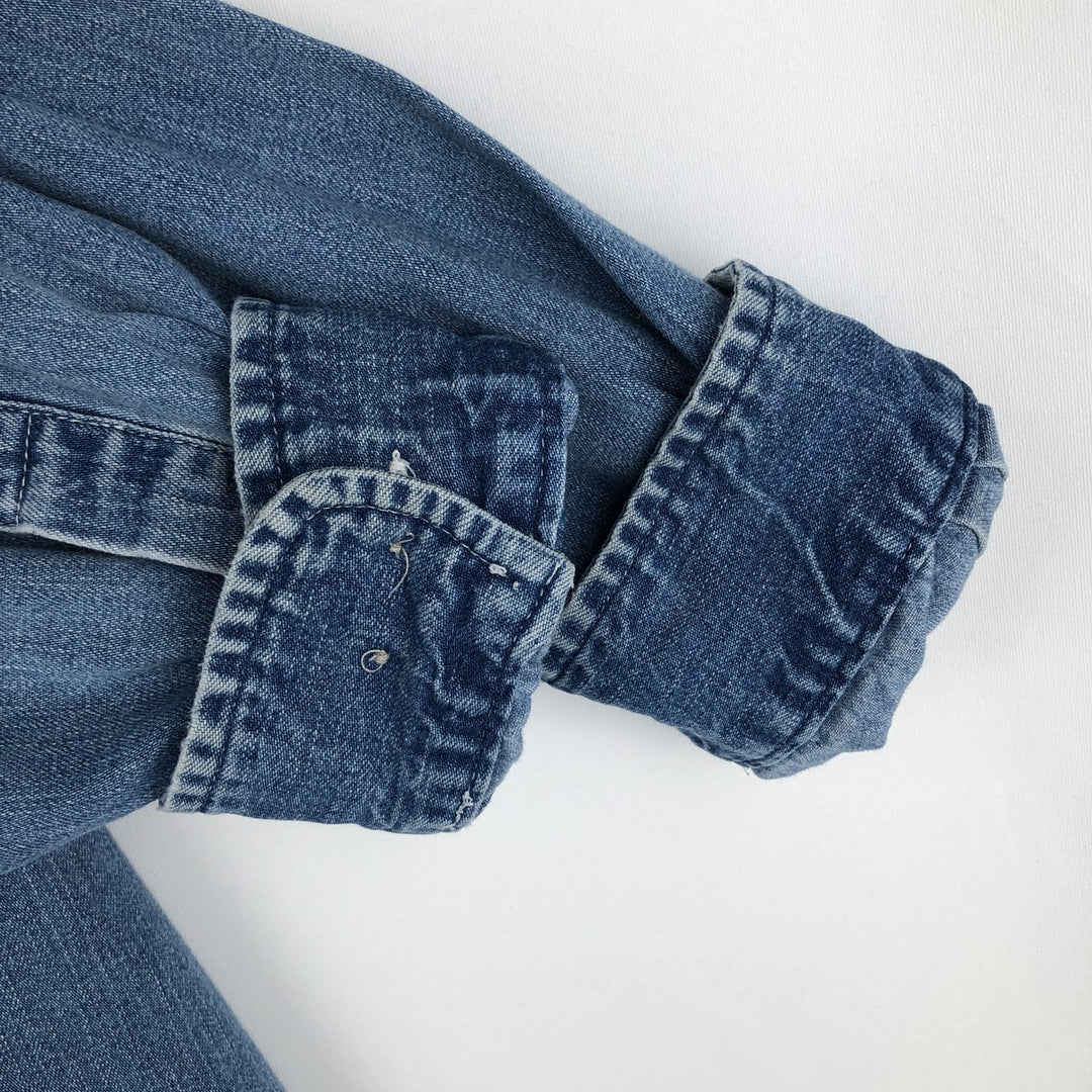 90s-00'S Eddie Bauer Long-Sleeve Button-Down Denim Shirt, Men's Size L (Equivalent), Vintage cotton blue type Vintage Second Hand