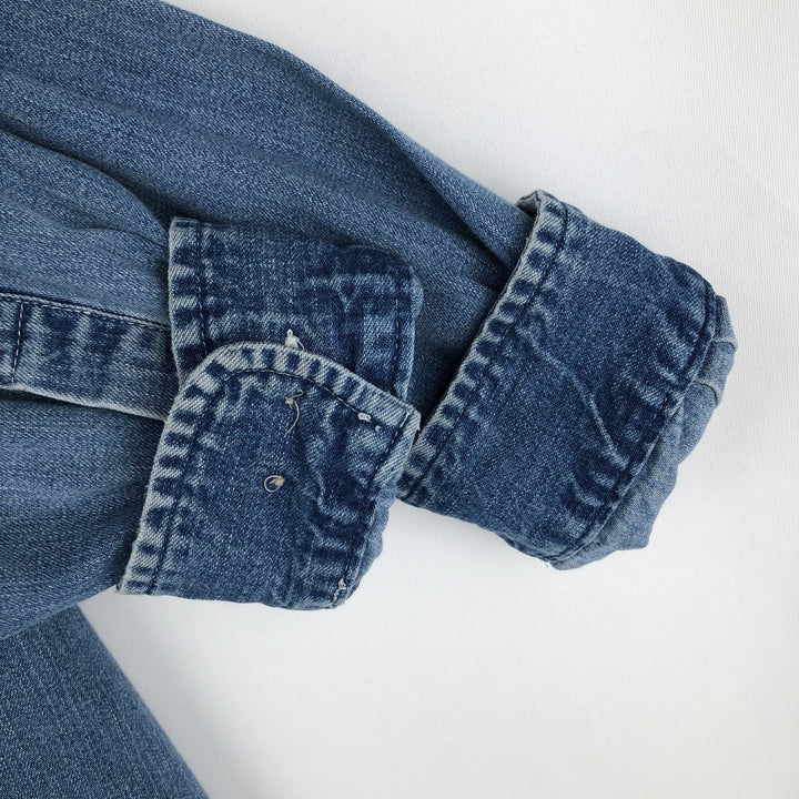 90s-00'S Eddie Bauer Long-Sleeve Button-Down Denim Shirt, Men's Size L (Equivalent), Vintage cotton blue type Vintage Second Hand