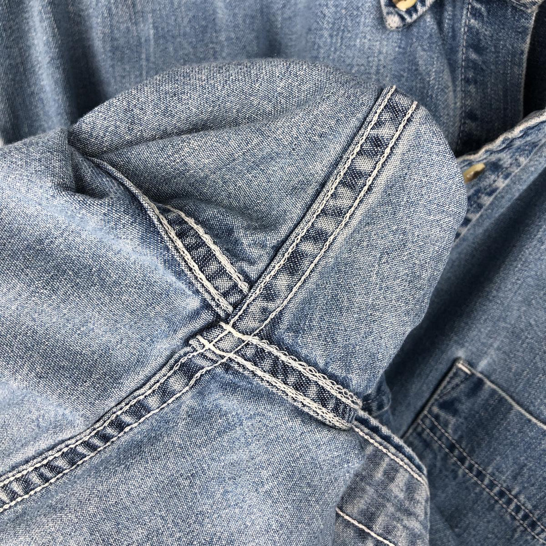 90s-00'S Eddie Bauer Long-Sleeve Button-Down Denim Shirt, Men's Size L (Equivalent), Vintage cotton blue type Vintage Second Hand