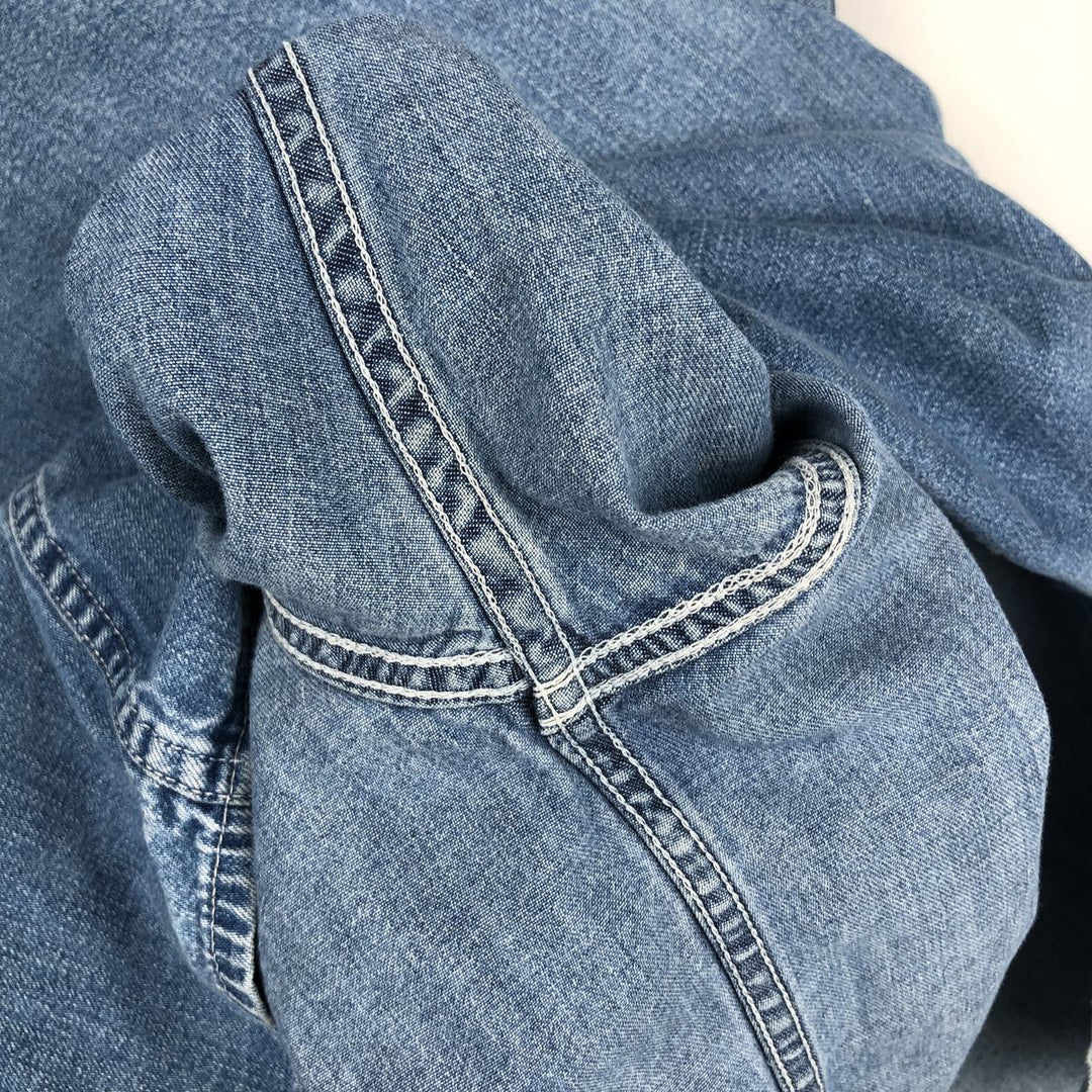 90s-00'S Eddie Bauer Long-Sleeve Button-Down Denim Shirt, Men's Size L (Equivalent), Vintage cotton blue type Vintage Second Hand