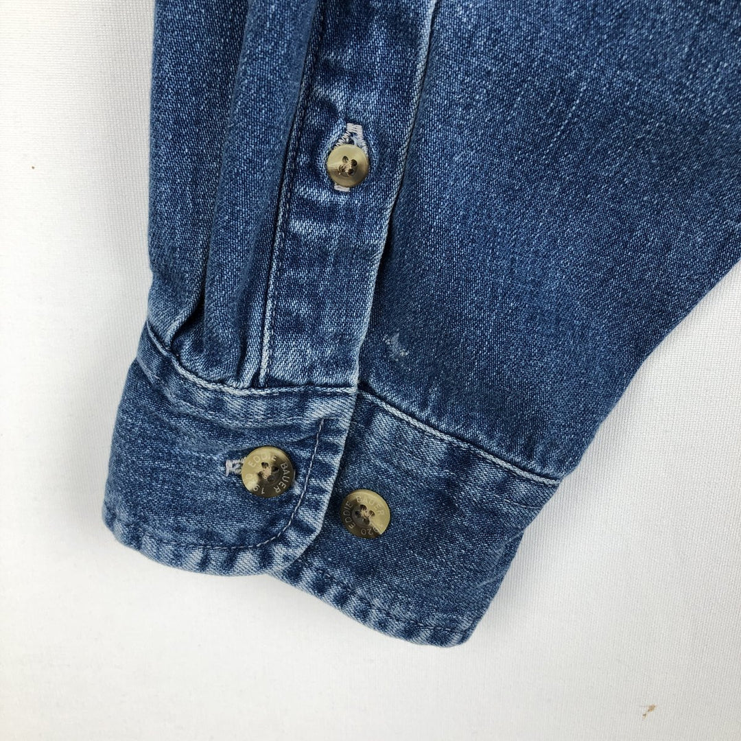 1990'S Eddie Bauer Denim Long-Sleeve Button-Down Denim Shirt, Men's Size L (approx.) cotton blue type Vintage Second Hand