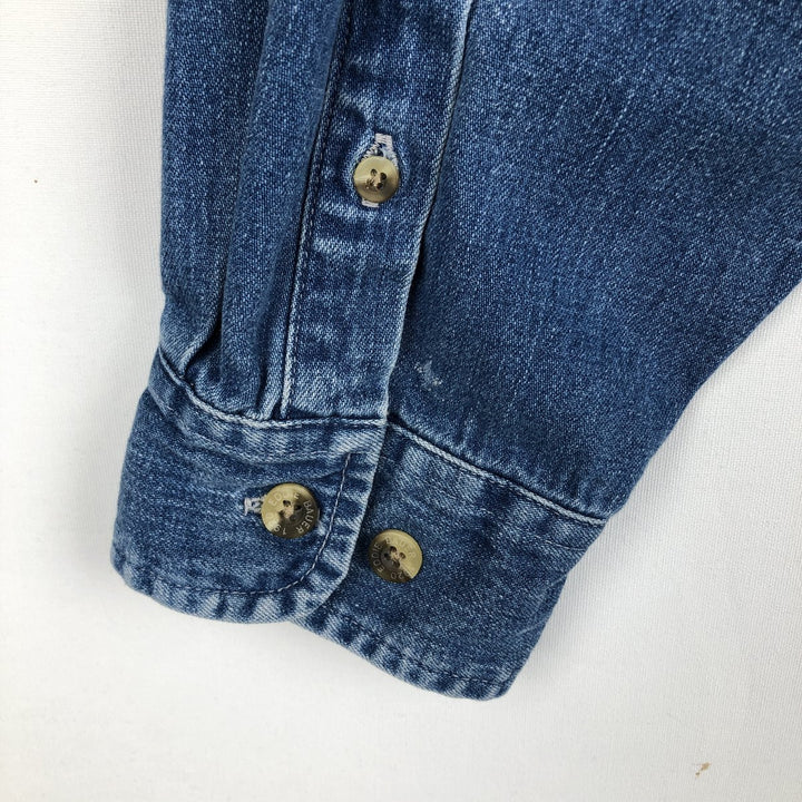 1990'S Eddie Bauer Denim Long-Sleeve Button-Down Denim Shirt, Men's Size L (approx.) cotton blue type Vintage Second Hand