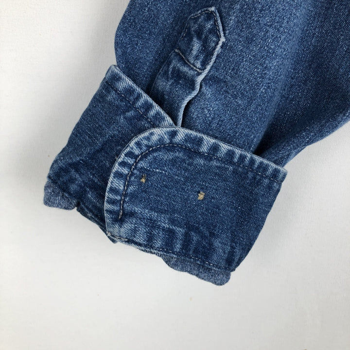 1990'S Eddie Bauer Denim Long-Sleeve Button-Down Denim Shirt, Men's Size L (approx.) cotton blue type Vintage Second Hand