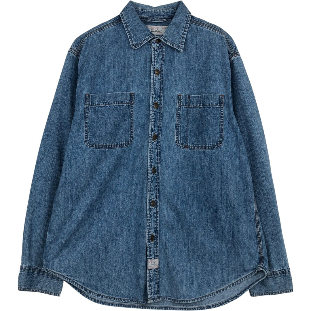 Levi's LEVI STRAUSS Signature Logo Patch Long-Sleeve Denim Shirt, Men's Size L (approx.) cotton blue type Vintage Second Hand