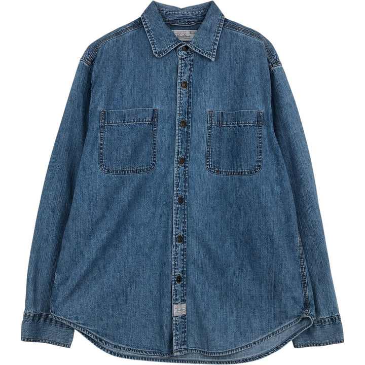 Levi's LEVI STRAUSS Signature Logo Patch Long-Sleeve Denim Shirt, Men's Size L (approx.) cotton blue type Vintage Second Hand