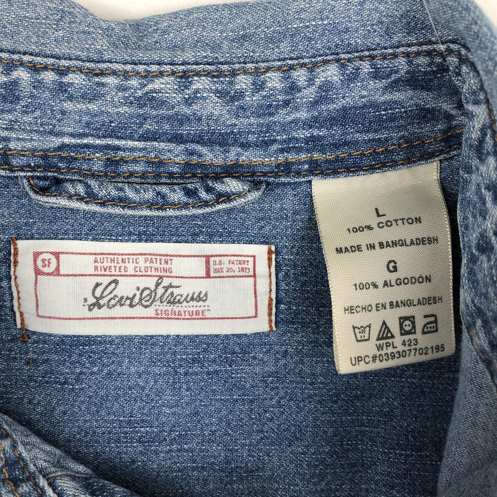 Levi's LEVI STRAUSS Signature Logo Patch Long-Sleeve Denim Shirt, Men's Size L (approx.) cotton blue type Vintage Second Hand