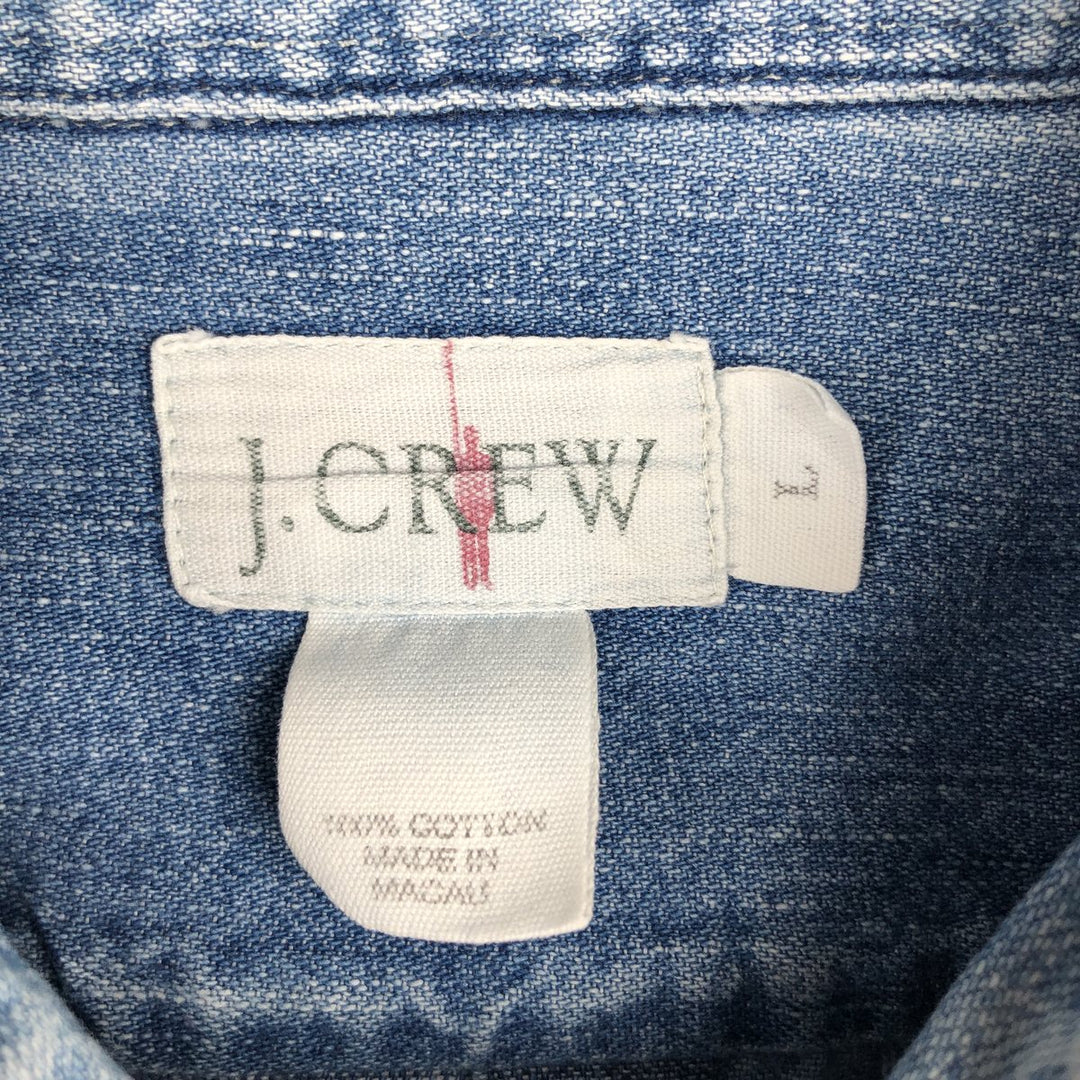 90'S J.Crew Long-Sleeve Denim Shirt, Men's Size L (approx.), Vintage cotton blue type Vintage Second Hand
