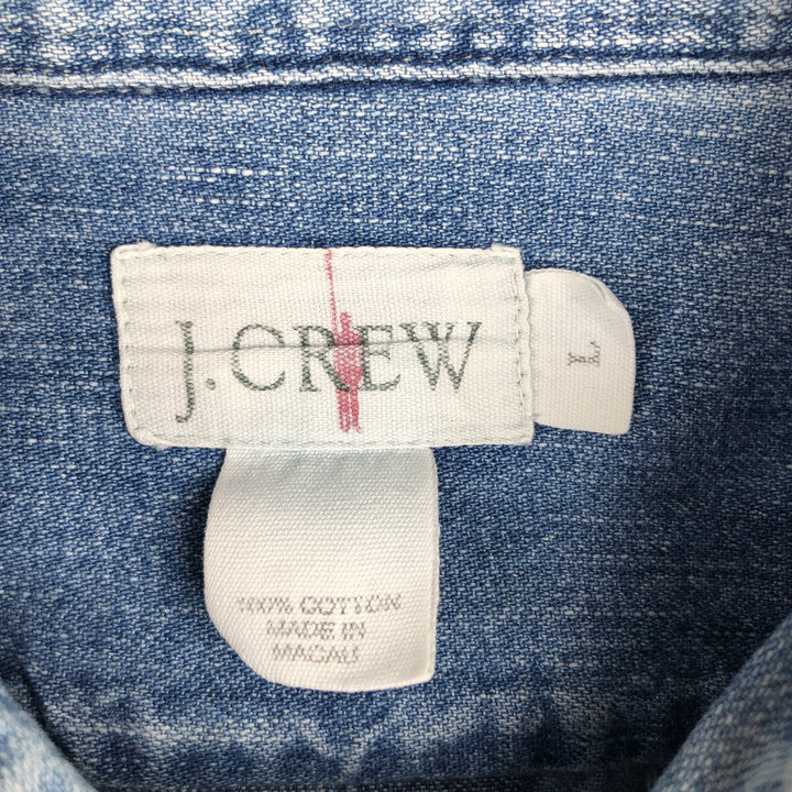 90'S J.Crew Long-Sleeve Denim Shirt, Men's Size L (approx.), Vintage cotton blue type Vintage Second Hand