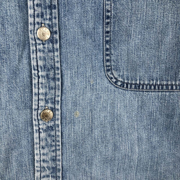 90'S J.Crew Long-Sleeve Denim Shirt, Men's Size L (approx.), Vintage cotton blue type Vintage Second Hand