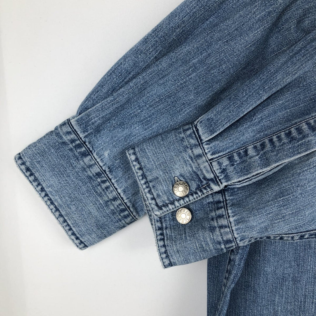 90'S J.Crew Long-Sleeve Denim Shirt, Men's Size L (approx.), Vintage cotton blue type Vintage Second Hand
