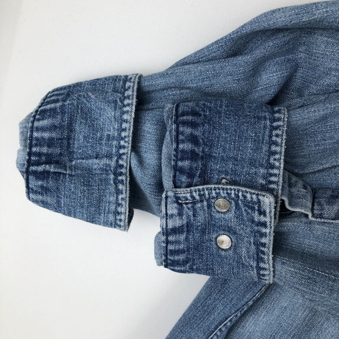 90'S J.Crew Long-Sleeve Denim Shirt, Men's Size L (approx.), Vintage cotton blue type Vintage Second Hand