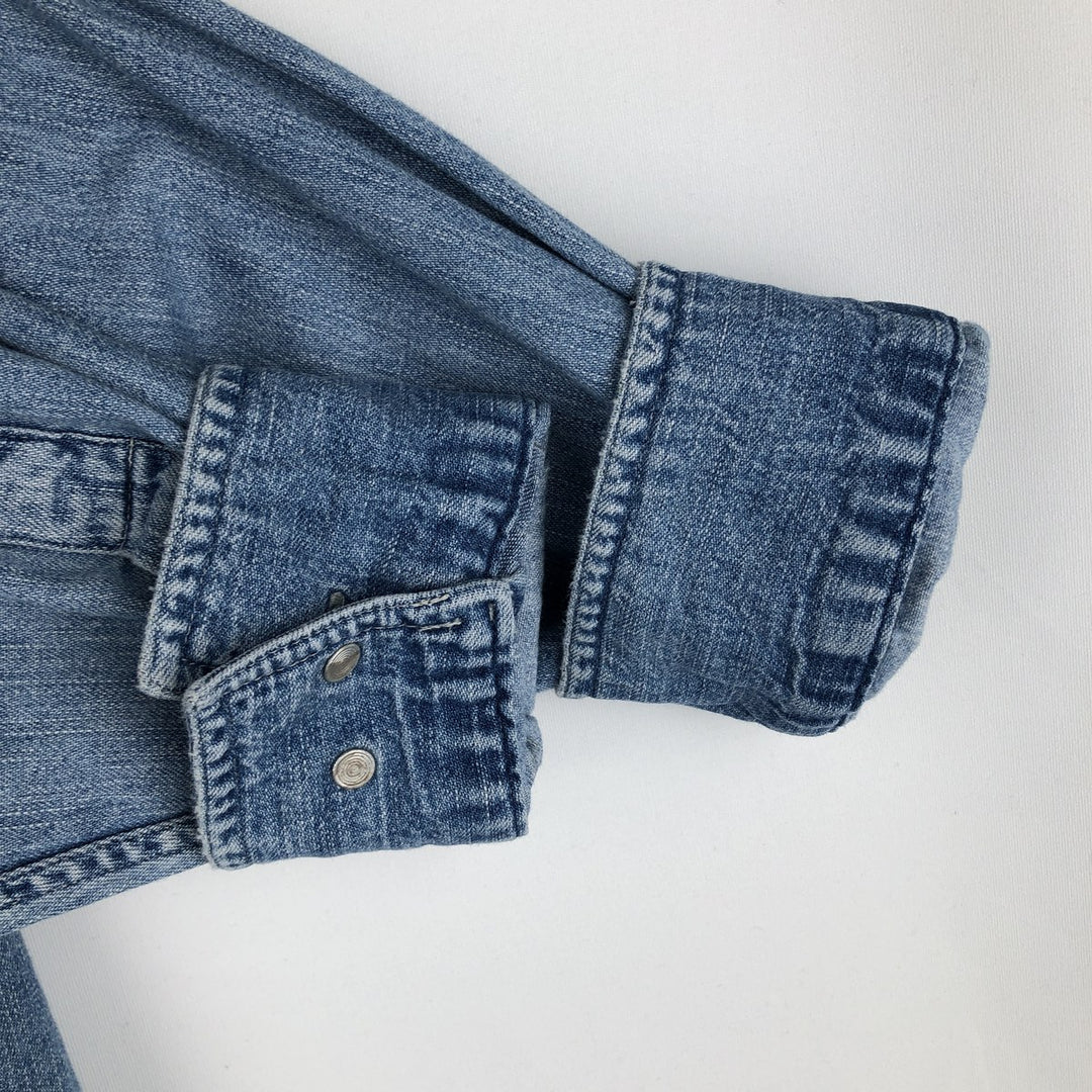 90'S J.Crew Long-Sleeve Denim Shirt, Men's Size L (approx.), Vintage cotton blue type Vintage Second Hand