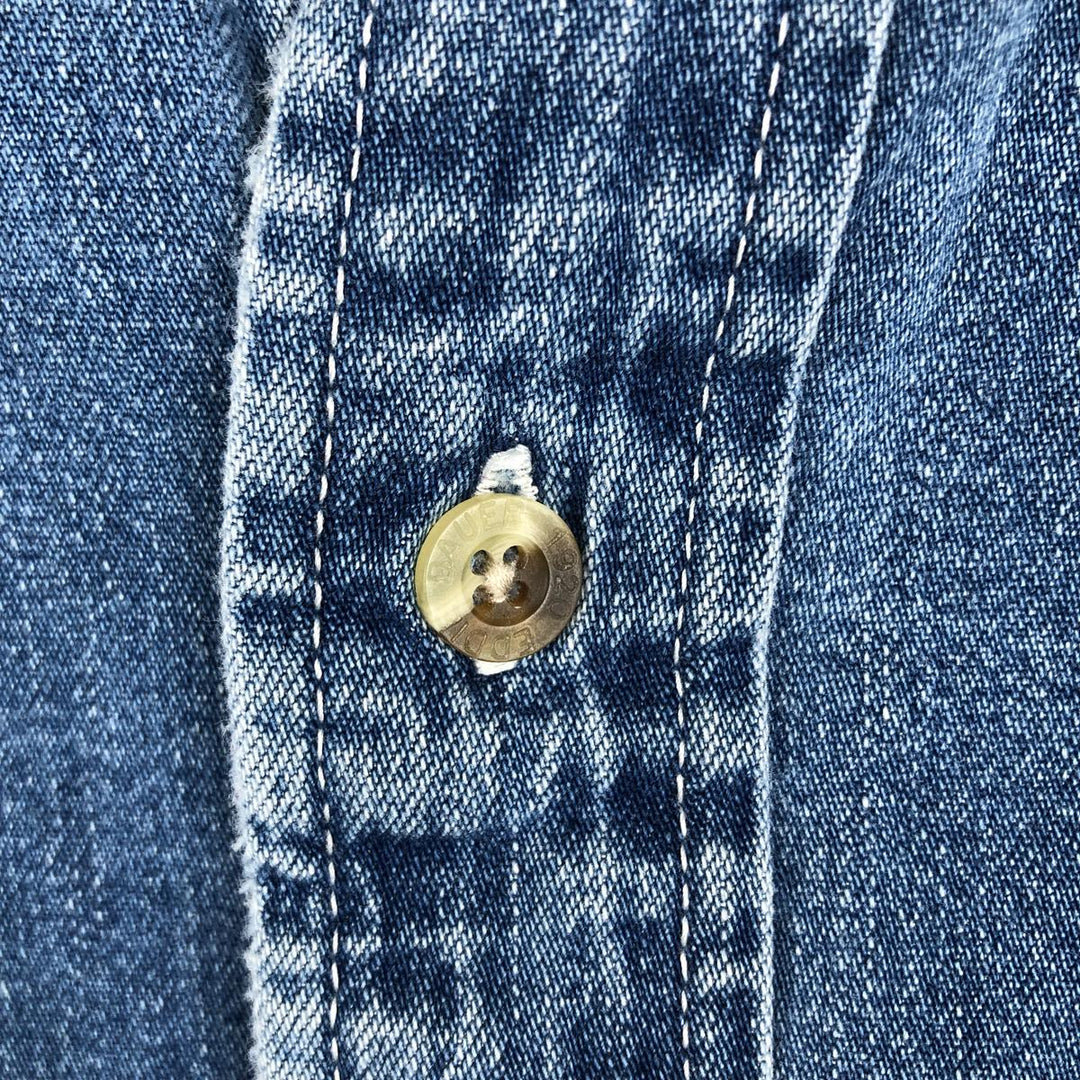 90s-00'S Eddie Bauer Long-Sleeve Button-Down Denim Shirt, Men's Size M (Equivalent), Vintage cotton blue type Vintage Second Hand