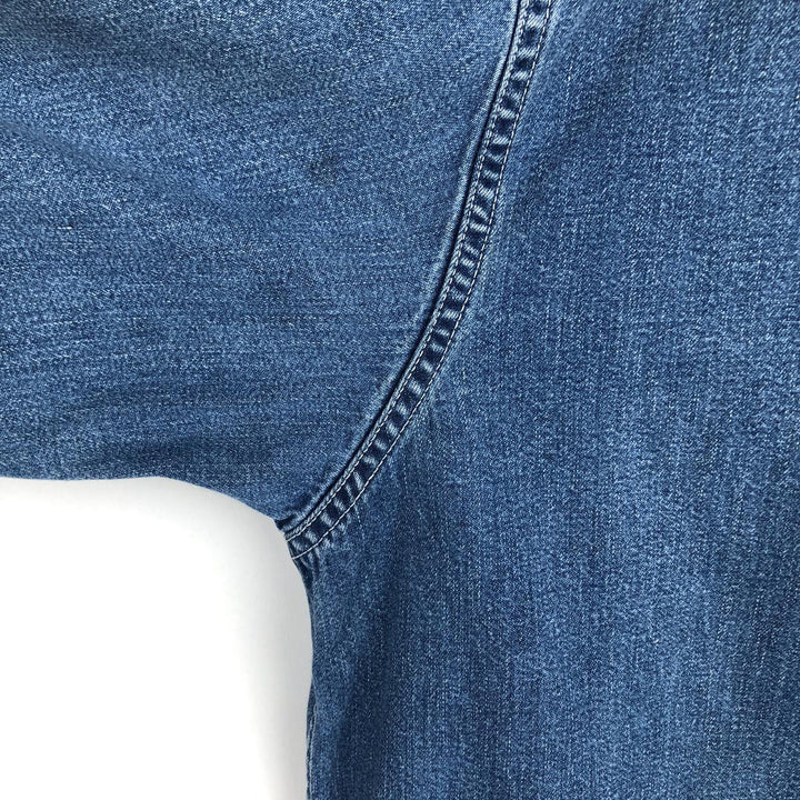90s-00'S Eddie Bauer Long-Sleeve Button-Down Denim Shirt, Men's Size M (Equivalent), Vintage cotton blue type Vintage Second Hand