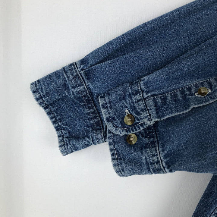 90s-00'S Eddie Bauer Long-Sleeve Button-Down Denim Shirt, Men's Size M (Equivalent), Vintage cotton blue type Vintage Second Hand