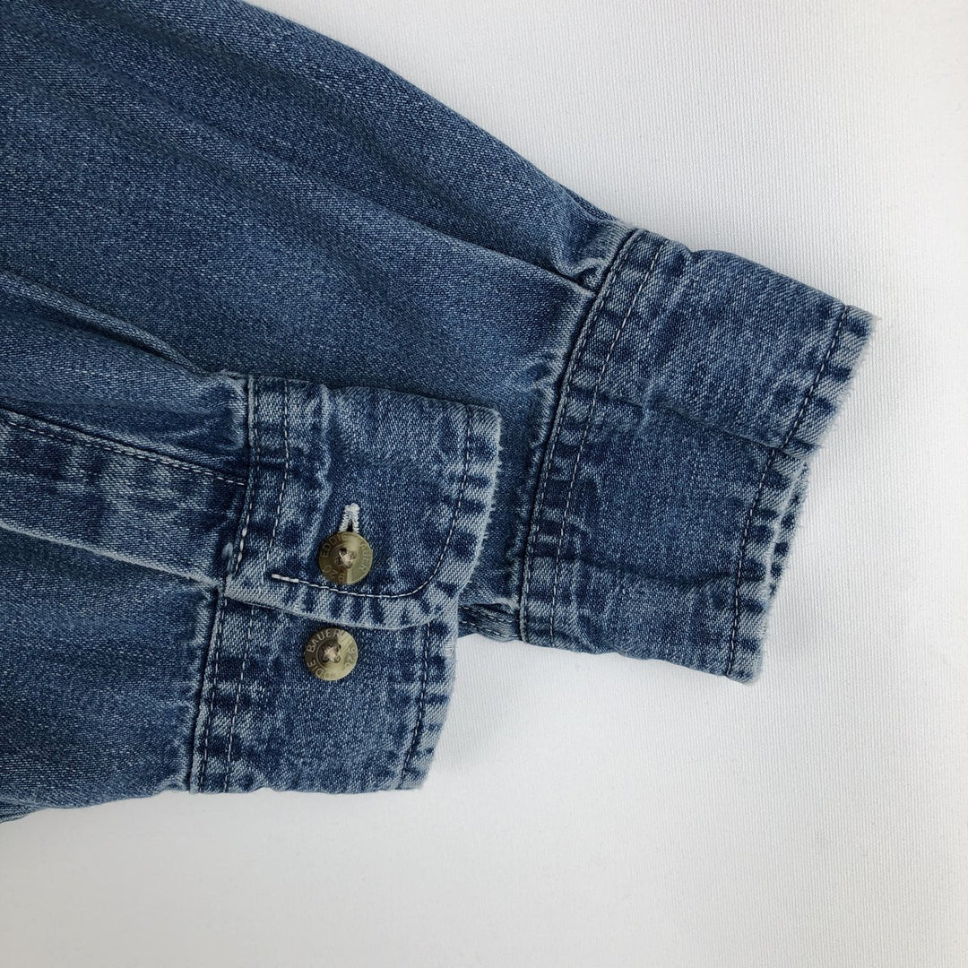90s-00'S Eddie Bauer Long-Sleeve Button-Down Denim Shirt, Men's Size M (Equivalent), Vintage cotton blue type Vintage Second Hand