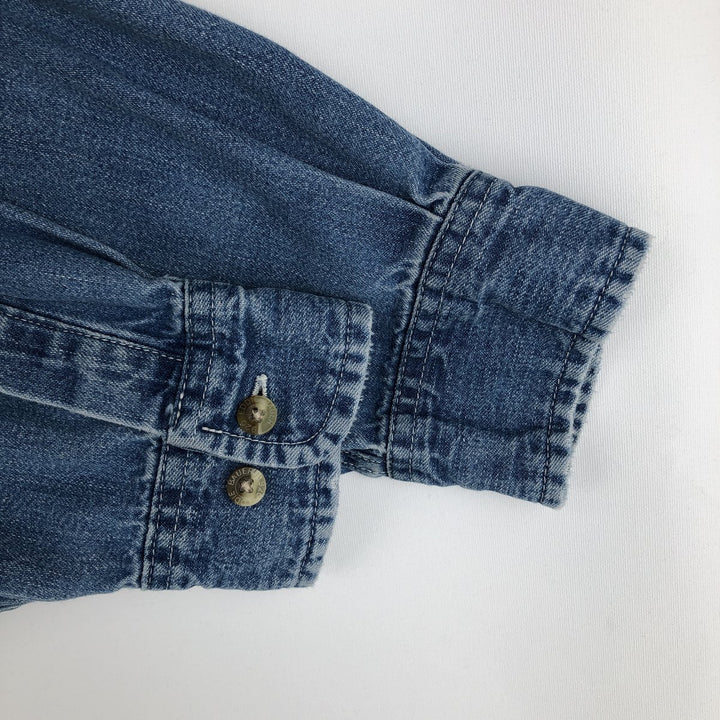 90s-00'S Eddie Bauer Long-Sleeve Button-Down Denim Shirt, Men's Size M (Equivalent), Vintage cotton blue type Vintage Second Hand