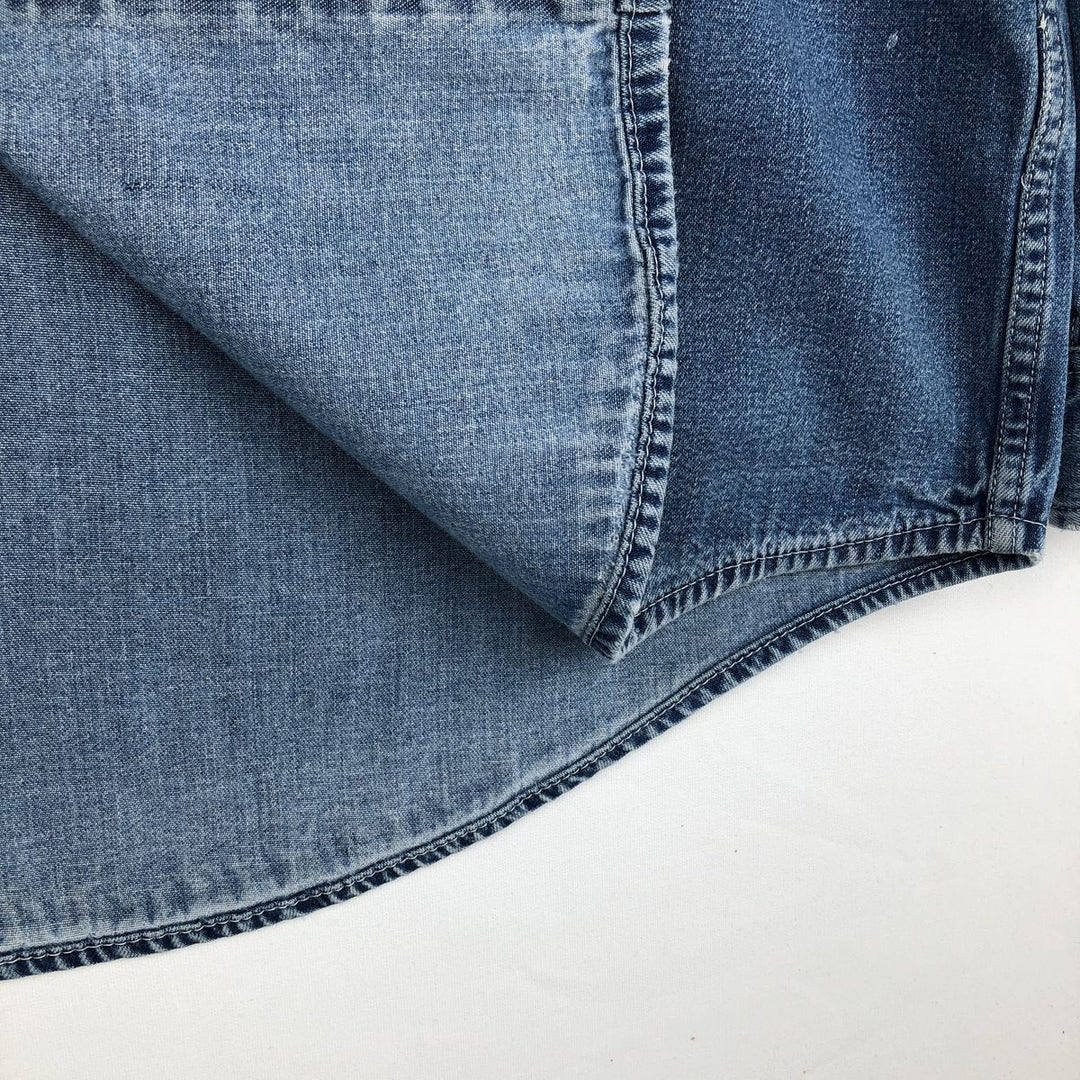 90s-00'S Eddie Bauer Long-Sleeve Button-Down Denim Shirt, Men's Size M (Equivalent), Vintage cotton blue type Vintage Second Hand