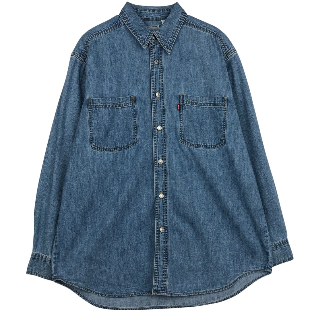 Levi's Red Tab Long Sleeve Denim Shirt, Men's Size Medium cotton blue type Vintage Second Hand