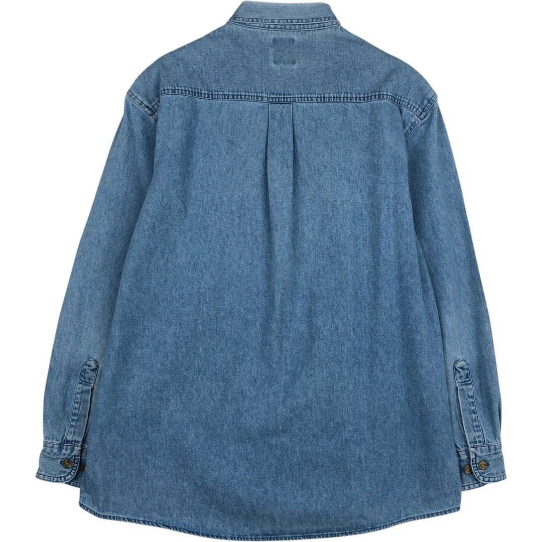 Dickies Long Sleeve Button Down Denim Shirt, Men's Size L cotton blue type Vintage Second Hand