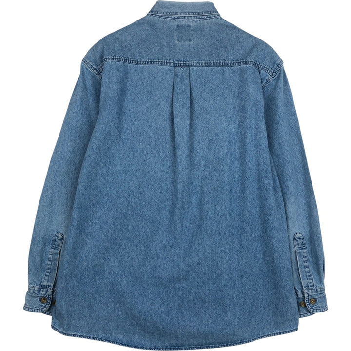 Dickies Long Sleeve Button Down Denim Shirt, Men's Size L cotton blue type Vintage Second Hand
