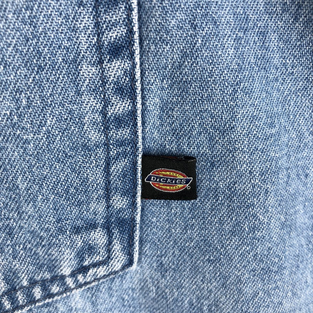 Dickies Long Sleeve Button Down Denim Shirt, Men's Size L cotton blue type Vintage Second Hand