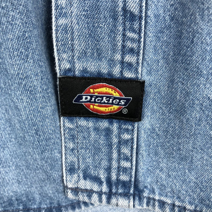 Dickies Long Sleeve Button Down Denim Shirt, Men's Size L cotton blue type Vintage Second Hand