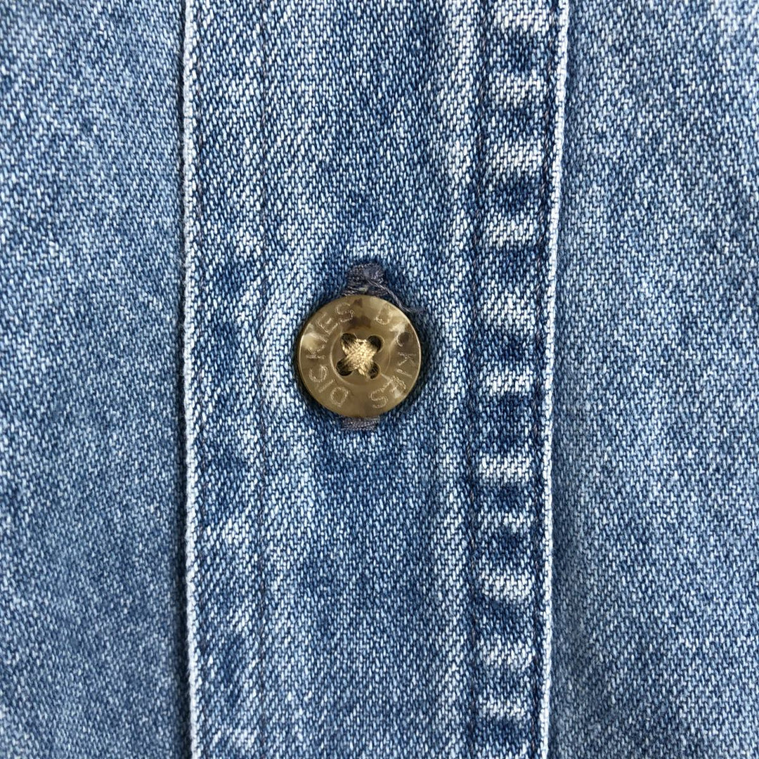 Dickies Long Sleeve Button Down Denim Shirt, Men's Size L cotton blue type Vintage Second Hand