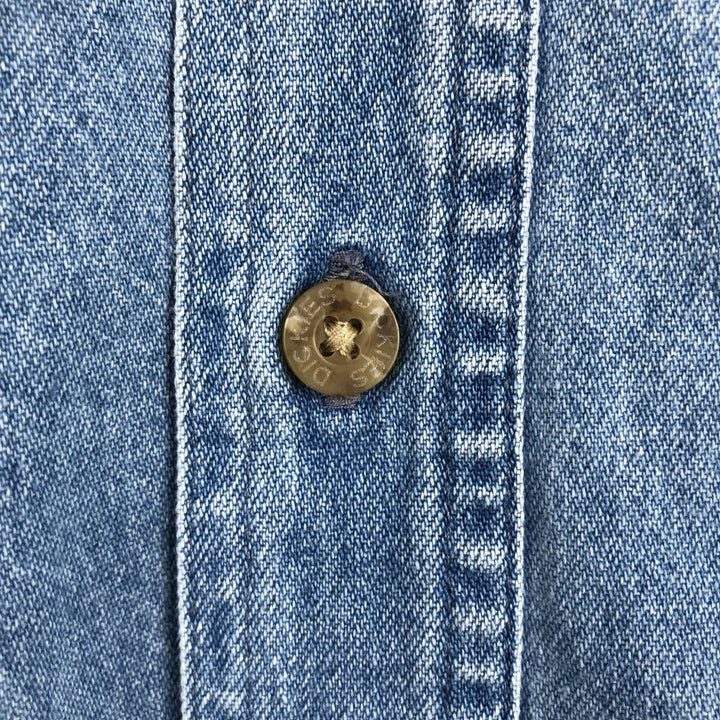 Dickies Long Sleeve Button Down Denim Shirt, Men's Size L cotton blue type Vintage Second Hand