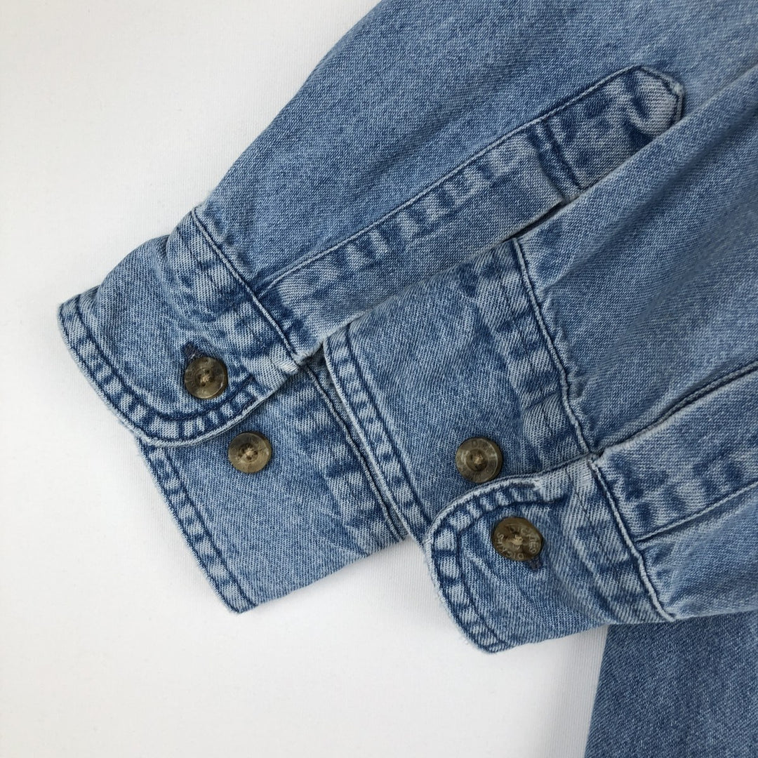 Dickies Long Sleeve Button Down Denim Shirt, Men's Size L cotton blue type Vintage Second Hand