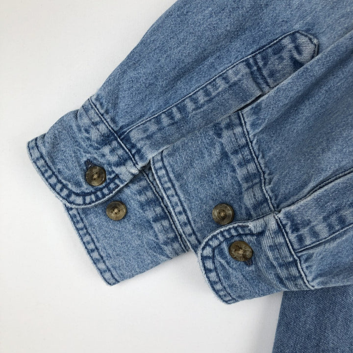 Dickies Long Sleeve Button Down Denim Shirt, Men's Size L cotton blue type Vintage Second Hand