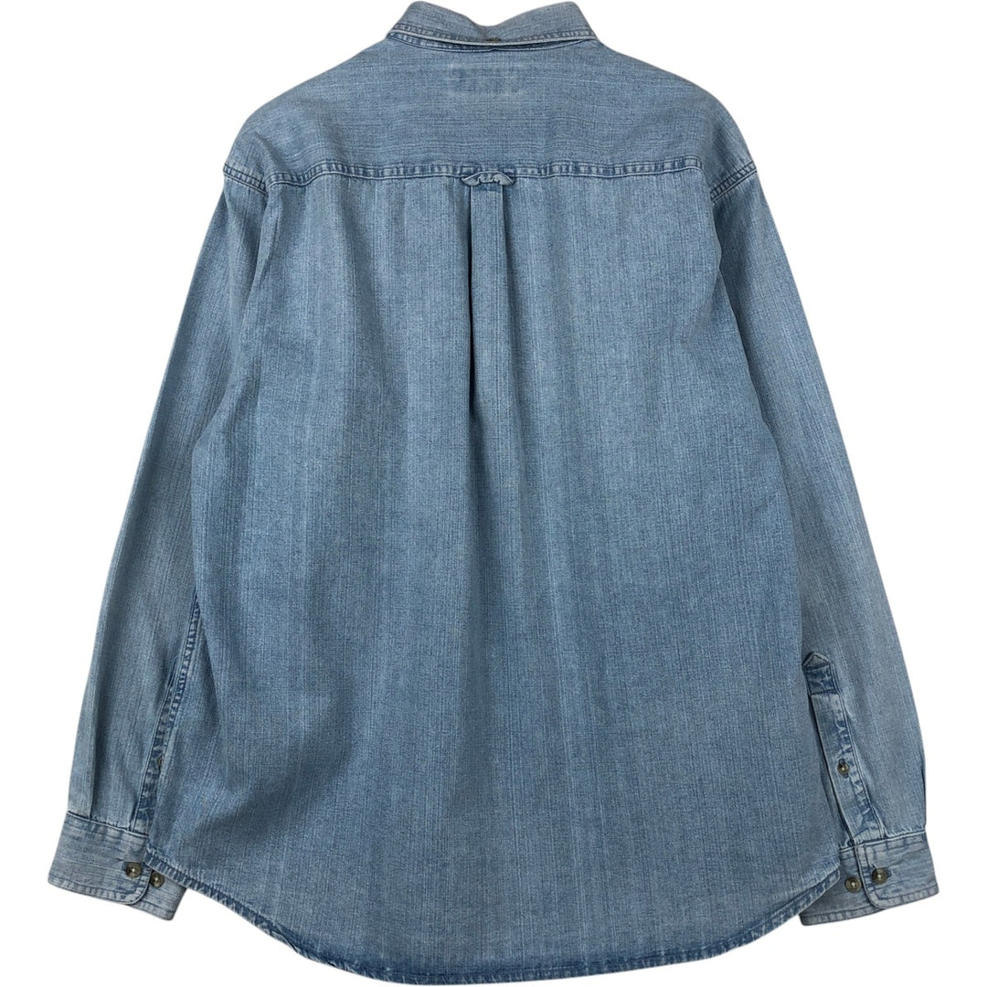 Columbia long-sleeved button-down denim shirt, men's size L (approx.), vintage. cotton blue type Vintage Second Hand