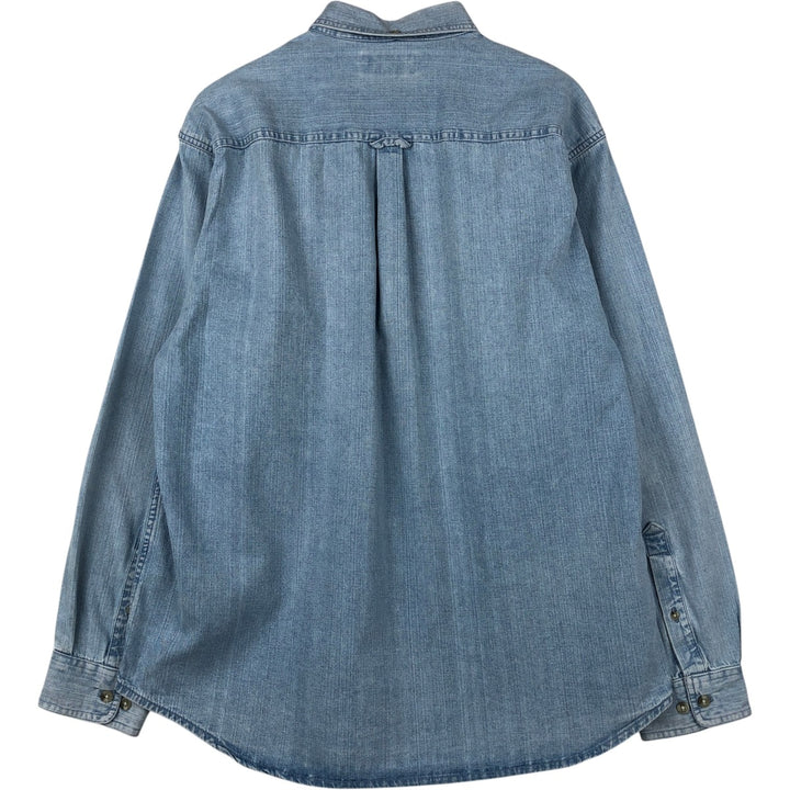 Columbia long-sleeved button-down denim shirt, men's size L (approx.), vintage. cotton blue type Vintage Second Hand