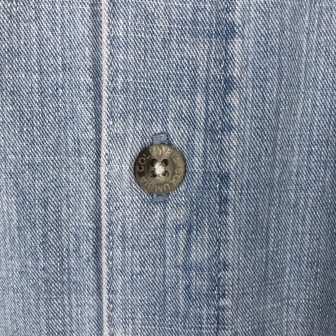 Columbia long-sleeved button-down denim shirt, men's size L (approx.), vintage. cotton blue type Vintage Second Hand