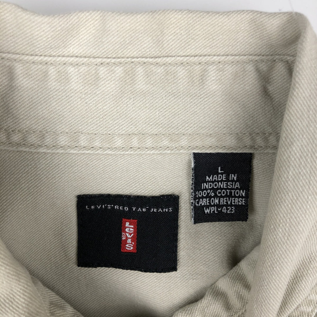 Levi's Red Tab Long Sleeve Denim Shirt, Men's Size L cotton Beige type Vintage Second Hand