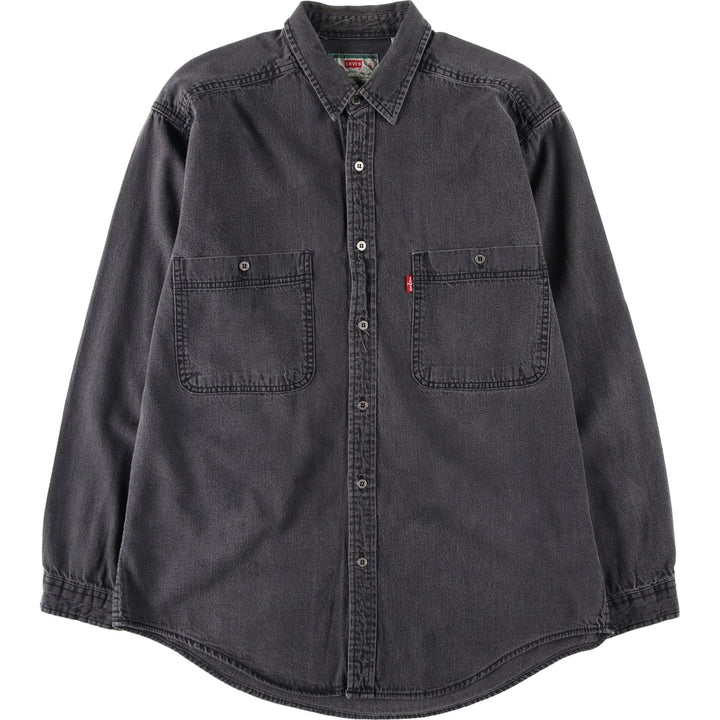 Levi's RED TAB Long-Sleeve Black Denim Shirt, Men's Size L (approx.) cotton black type Vintage Second Hand