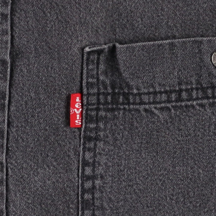 Levi's RED TAB Long-Sleeve Black Denim Shirt, Men's Size L (approx.) cotton black type Vintage Second Hand