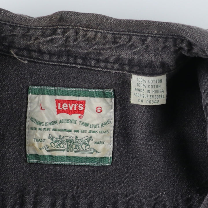 Levi's RED TAB Long-Sleeve Black Denim Shirt, Men's Size L (approx.) cotton black type Vintage Second Hand