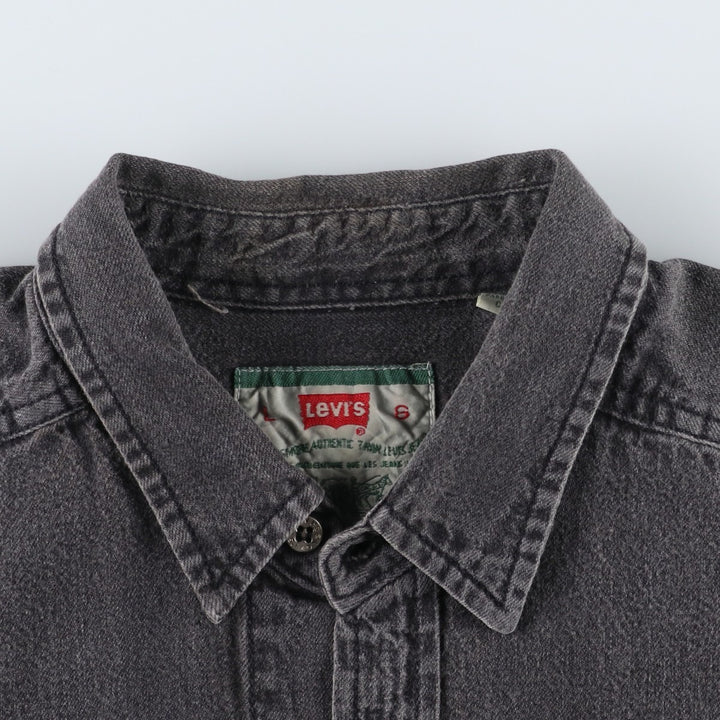 Levi's RED TAB Long-Sleeve Black Denim Shirt, Men's Size L (approx.) cotton black type Vintage Second Hand