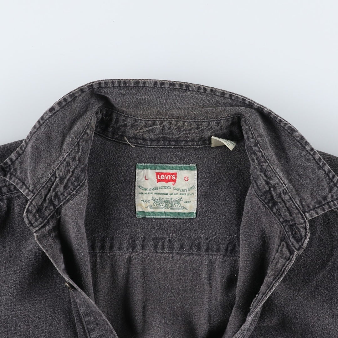 Levi's RED TAB Long-Sleeve Black Denim Shirt, Men's Size L (approx.) cotton black type Vintage Second Hand