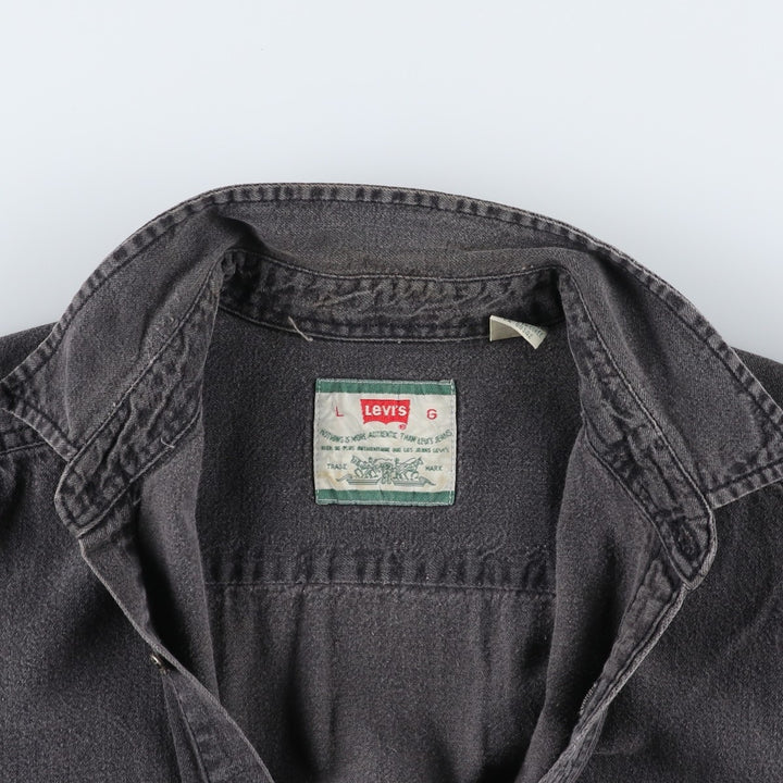 Levi's RED TAB Long-Sleeve Black Denim Shirt, Men's Size L (approx.) cotton black type Vintage Second Hand