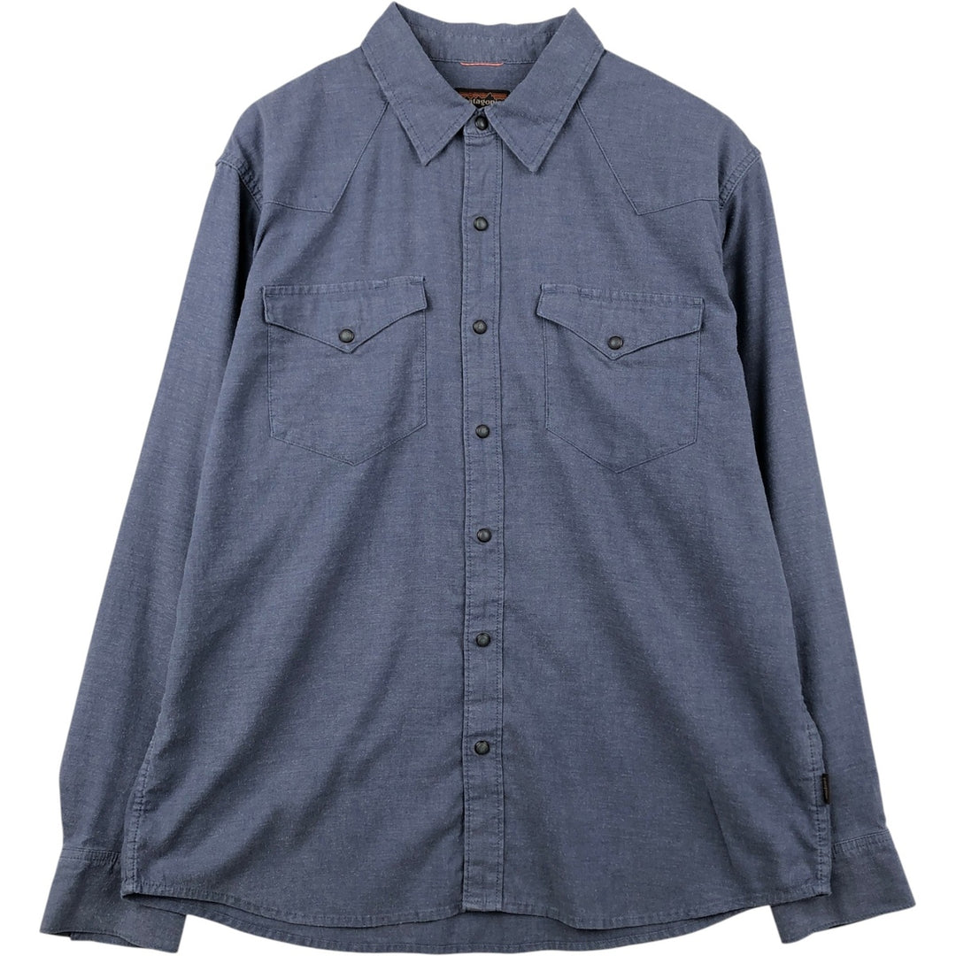 Patagonia 53330SP19 Long-Sleeve Western Shirt, Men's Size L (approx.) Hemp navy blue type Vintage Second Hand