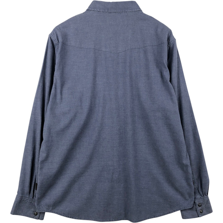 Patagonia 53330SP19 Long-Sleeve Western Shirt, Men's Size L (approx.) Hemp navy blue type Vintage Second Hand