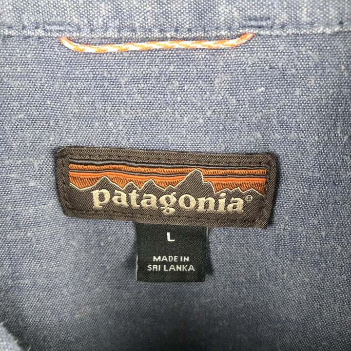 Patagonia 53330SP19 Long-Sleeve Western Shirt, Men's Size L (approx.) Hemp navy blue type Vintage Second Hand