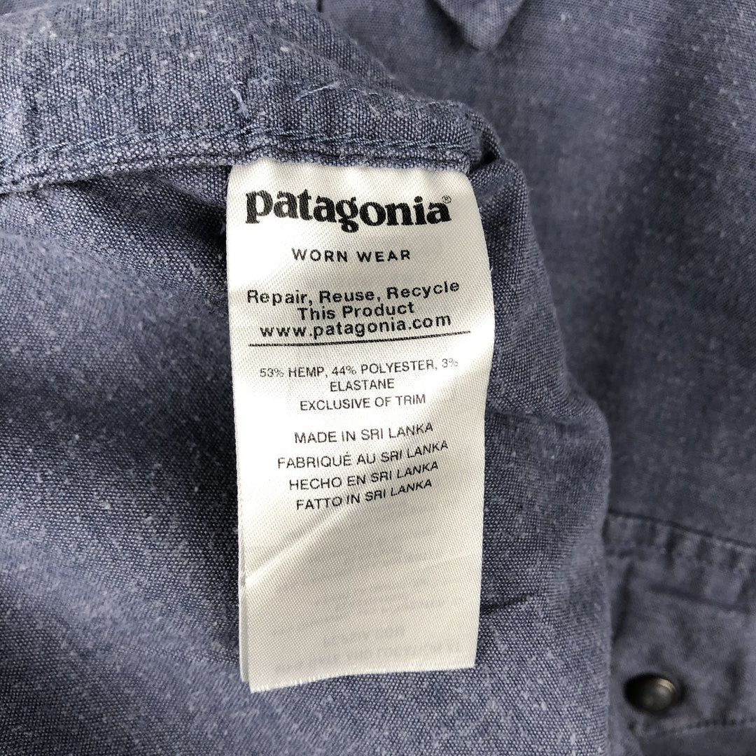 Patagonia 53330SP19 Long-Sleeve Western Shirt, Men's Size L (approx.) Hemp navy blue type Vintage Second Hand