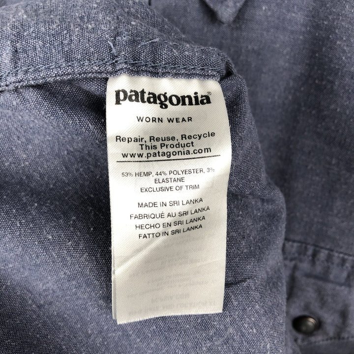 Patagonia 53330SP19 Long-Sleeve Western Shirt, Men's Size L (approx.) Hemp navy blue type Vintage Second Hand