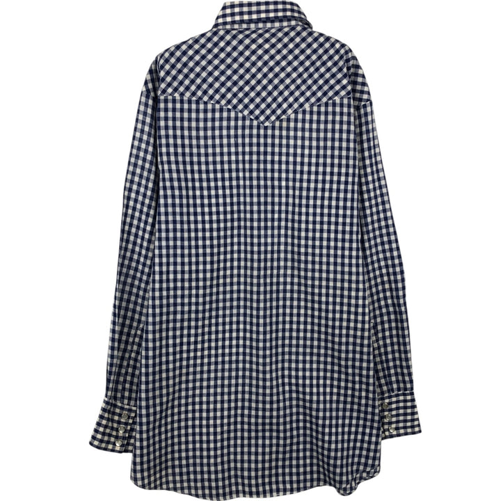 Lee Check Pattern Gingham Check Long-Sleeve Western Shirt, Men's Size L (approx.) unclear blue type Vintage Second Hand