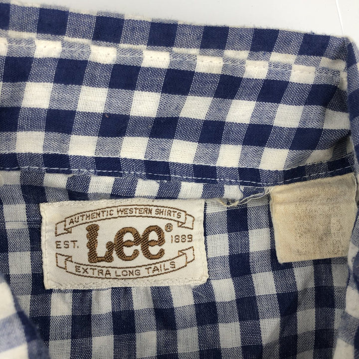 Lee Check Pattern Gingham Check Long-Sleeve Western Shirt, Men's Size L (approx.) unclear blue type Vintage Second Hand